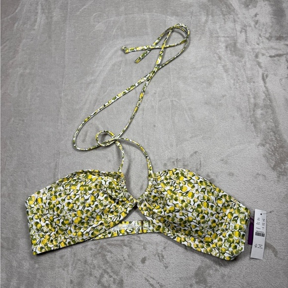 NWT J.Crew X Liberty Eliza’s Yellow White Floral Halter Tie Neck Bikini Top L - Picture 3 of 16
